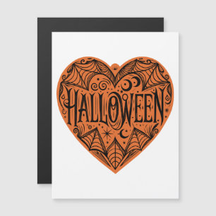 Halloween-Herz, Orange Herzform, Feiertag Magneteinladung