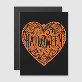 Halloween-Herz, Orange Herzform, Feiertag Magneteinladung