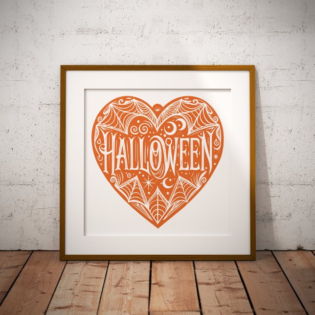 Halloween-Herz, Orange Herzform, Feiertag Poster (Von Creator hochgeladen)