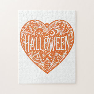 Halloween-Herz, Orange Herzform, Feiertag Puzzle