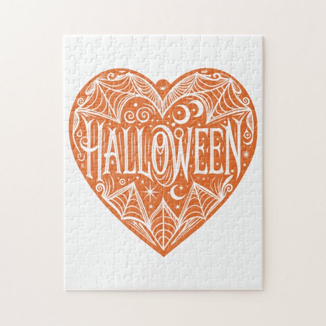 Halloween-Herz, Orange Herzform, Feiertag Puzzle (Vertikal)