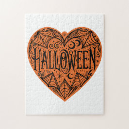 Halloween-Herz, Orange Herzform, Feiertag Puzzle