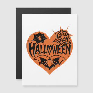 Halloween-Herz, orange Herzform, Spinnennetz Magneteinladung