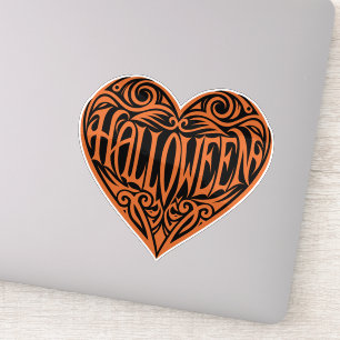 Halloween-Herz, Oranges Herz, Feiertag Aufkleber