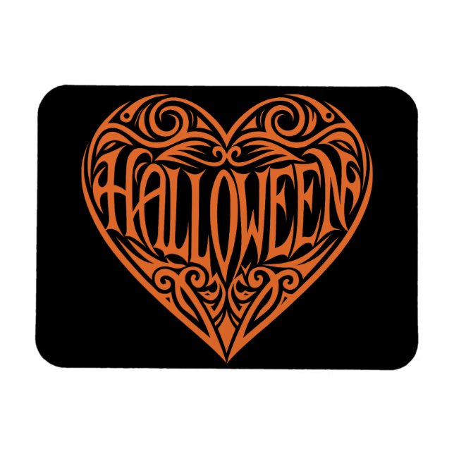 Halloween-Herz, Oranges Herz, Feiertag Magnet (Horizontal)