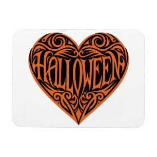 Halloween-Herz, Oranges Herz, Feiertag Magnet