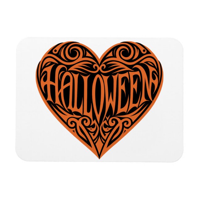 Halloween-Herz, Oranges Herz, Feiertag Magnet (Horizontal)
