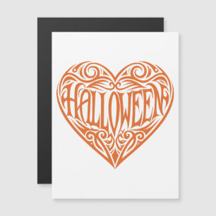 Halloween-Herz, Oranges Herz, Feiertag Magneteinladung
