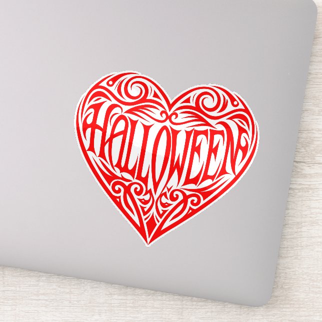 Halloween-Herz, rotes Herz, Feiertag Aufkleber (Detail)