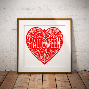 Halloween-Herz, rotes Herz, Feiertag Fotodruck