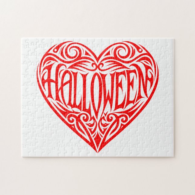 Halloween-Herz, rotes Herz, Feiertag Puzzle (Horizontal)