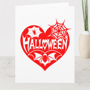 Halloween Herz, Rotes Herz Form, Spinnennetz Karte