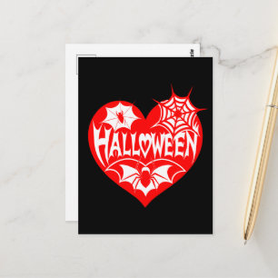 Halloween Herz, Rotes Herz Form, Spinnennetz Postkarte