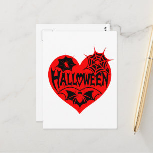 Halloween Herz, Rotes Herz Form, Spinnennetz Postkarte