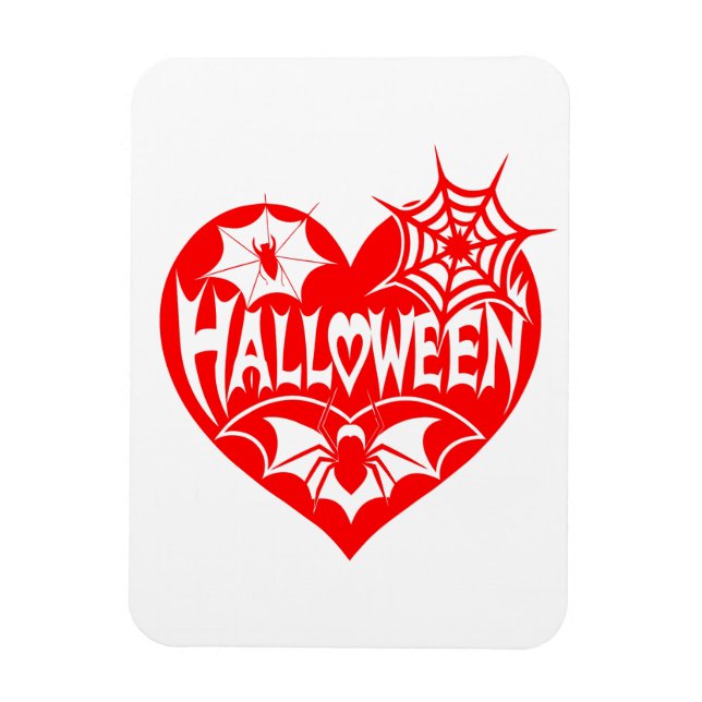 Halloween-Herz, rotes Herz, Spinnennetz Magnet (Vertikal)