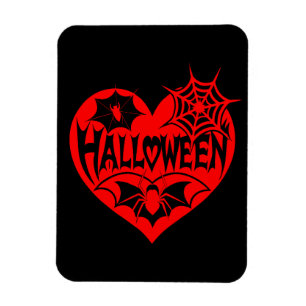 Halloween-Herz, rotes Herz, Spinnennetz Magnet