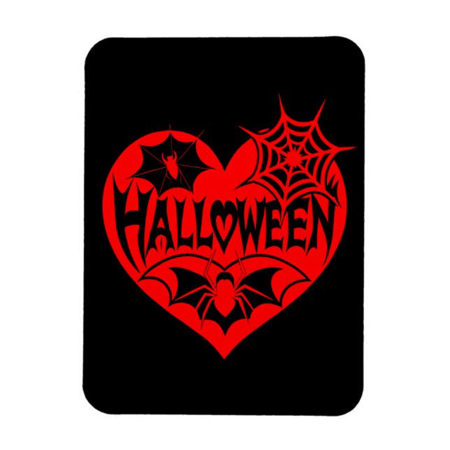 Halloween-Herz, rotes Herz, Spinnennetz Magnet (Vertikal)