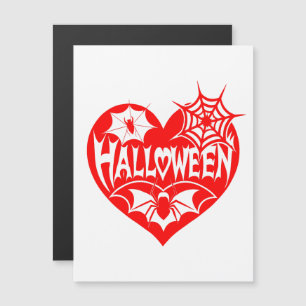 Halloween-Herz, rotes Herz, Spinnennetz Magneteinladung
