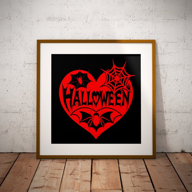 Halloween-Herz, rotes Herz, Spinnennetz Poster (Von Creator hochgeladen)