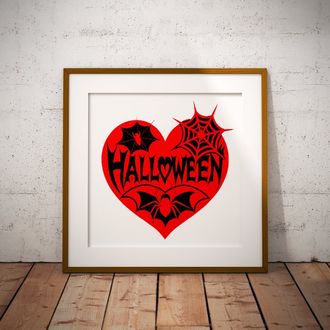 Halloween-Herz, rotes Herz, Spinnennetz Poster (Von Creator hochgeladen)