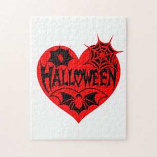 Halloween-Herz, rotes Herz, Spinnennetz Puzzle