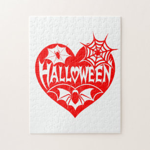 Halloween-Herz, rotes Herz, Spinnennetz Puzzle