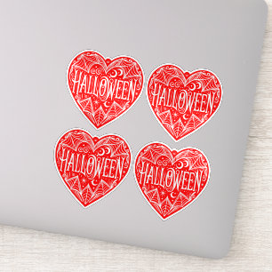 Halloween-Herz, rotes Herzform, Feiertag Aufkleber