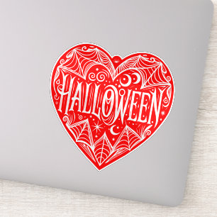 Halloween-Herz, rotes Herzform, Feiertag Aufkleber