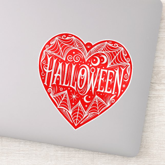 Halloween-Herz, rotes Herzform, Feiertag Aufkleber (Detail)
