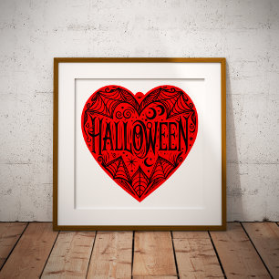 Halloween-Herz, rotes Herzform, Feiertag Fotodruck