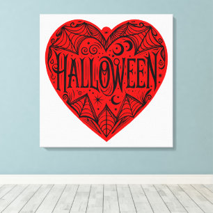 Halloween-Herz, rotes Herzform, Feiertag Leinwanddruck
