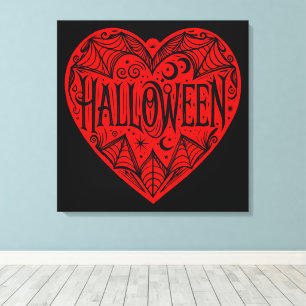 Halloween-Herz, rotes Herzform, Feiertag Leinwanddruck