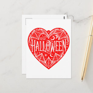 Halloween-Herz, rotes Herzform, Feiertag Postkarte
