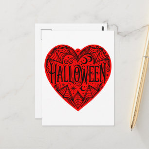 Halloween-Herz, rotes Herzform, Feiertag Postkarte