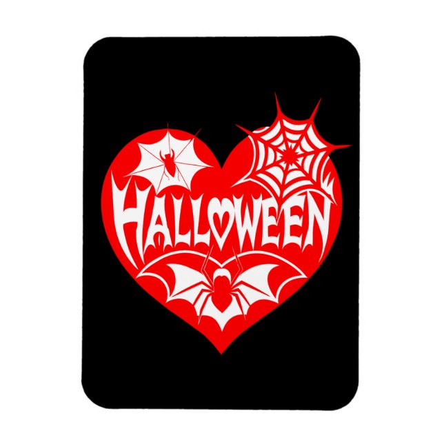 Halloween-Herz, rotes Herzform, Spinnennetz Magnet (Vertikal)