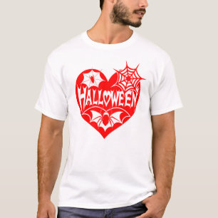 Halloween-Herz, rotes Herzform, Spinnennetz T-Shirt
