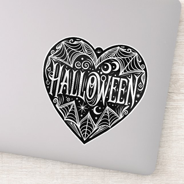 Halloween-Herz, schwarze Herzform, Feiertag Aufkleber (Detail)