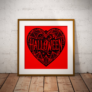 Halloween-Herz, schwarze Herzform, Feiertag Fotodruck