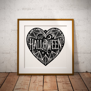 Halloween-Herz, schwarze Herzform, Feiertag Fotodruck