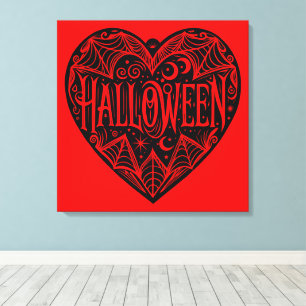 Halloween-Herz, schwarze Herzform, Feiertag Leinwanddruck