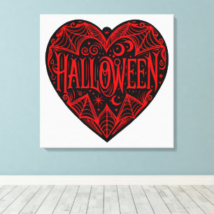 Halloween-Herz, schwarze Herzform, Feiertag Leinwanddruck