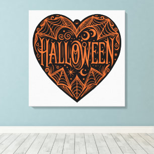 Halloween-Herz, schwarze Herzform, Feiertag Leinwanddruck
