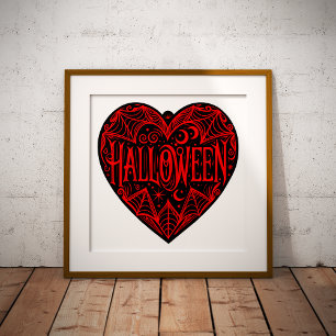 Halloween-Herz, schwarze Herzform, Feiertag Poster