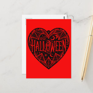 Halloween-Herz, schwarze Herzform, Feiertag Postkarte