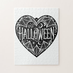 Halloween-Herz, schwarze Herzform, Feiertag Puzzle