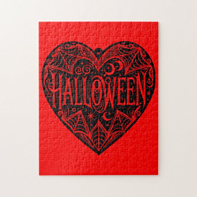 Halloween-Herz, schwarze Herzform, Feiertag Puzzle (Vertikal)