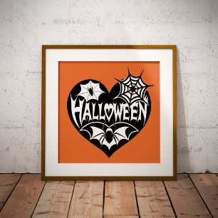 Halloween Herz, Schwarze Herzform, Spiegeleflex Foliendrucke