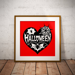 Halloween Herz, Schwarze Herzform, Spiegeleflex Foliendrucke