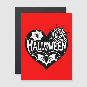 Halloween Herz, Schwarze Herzform, Spiegeleflex Magneteinladung