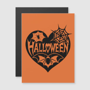 Halloween Herz, Schwarze Herzform, Spiegeleflex Magneteinladung